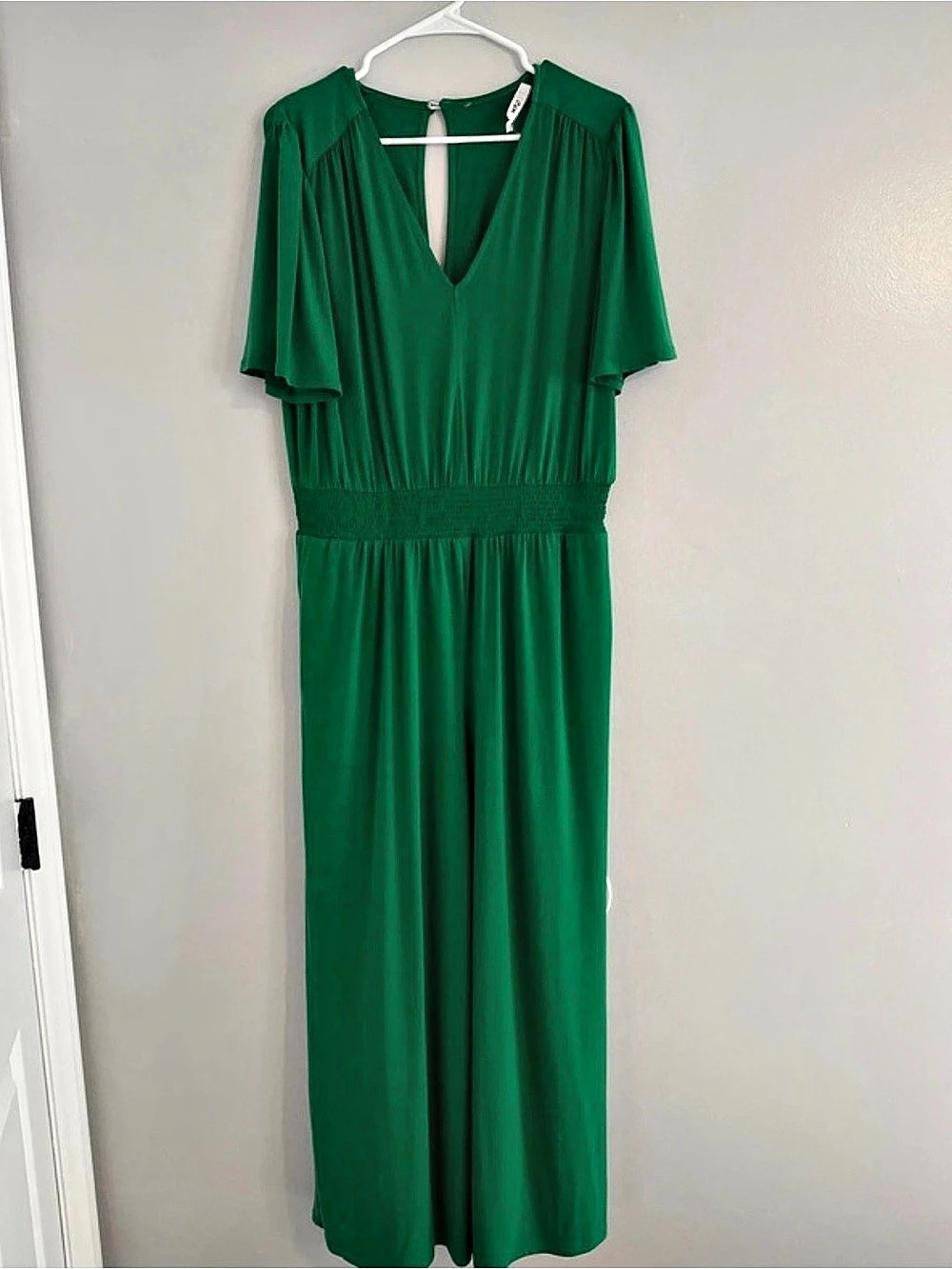 Green V-Neck Maxi Romper / Jumpsuit